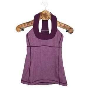Lululemon Tank Top Athletic Shelf Bra Scoop Neck Racerback Raspberry Contrast 4